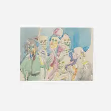Untitled (Two Women with Skulls) by Neil Welliver, pencil and watercolor on paper, sold Feb 2026