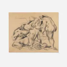 Jan Matulka, Untitled (Bathers), 1925, graphite on paper