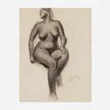John Steuart Curry, Seated Nude, charcoal on paper