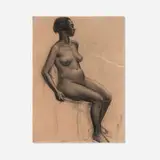 John Steuart Curry, Female Nude Seated, charcoal on paper
