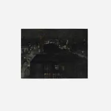 Ruth Bohan, Chicago Lights, c. 1940, oil on canvas board