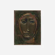 Léon Dusso, Untitled (Greek Head), c. 1950, oil on pressboard