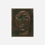 Léon Dusso, Untitled (Greek Head), c. 1950, oil on pressboard