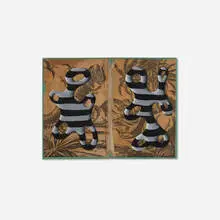 Peter Schuyff, Untitled (All About Dinosaurs), 1983, acrylic on book cover