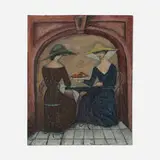 Fritzi Brod, Two Women at Cafe, oil on canvas
