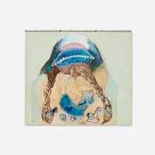 Avigail Moss, Isabel's Braids as if She Had Grown Them Out and Dyed Them Brown, 2003, mixed media on Masonite