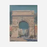 Lejaren Hiller, Washington Arch, gouache on paper board
