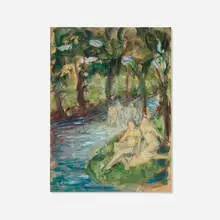 Arthur Bowen Davies, Untitled (Bathers by a River), 1921, watercolor on paper