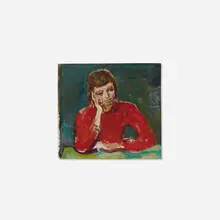 Francis Chapin, Girl in Red, oil on board