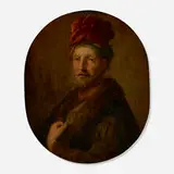 attribution Christian Wilhelm Ernst Dietrich, Portrait of a Gentleman in Red Turban, oil on panel