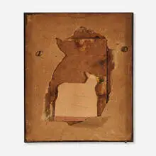 Giotto's Lamb by Varujan Boghosian, 1990, paper, cardboard, nails, screw eye, wood and Masonite construction in artist's frame, sold Jul 2026