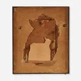 Varujan Boghosian, Giotto's Lamb, 1990, paper, cardboard, nails, screw eye, wood and Masonite construction in artist's frame