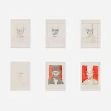 Abraham Lincoln by Neil Welliver, 1980, pencil on paper, ink on paper, watercolor on paper, ink and watercolor on paper in six parts, sold Jul 2026