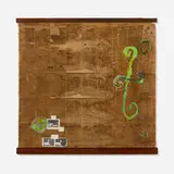 William T. Wiley, Untitled, 1986, ink, gouache, acrylic and graphite on map with collaged offset lithograph on paper and tracing paper laid to canvas with wood hangers