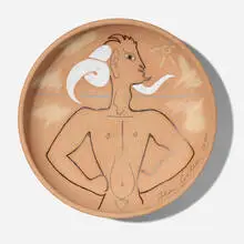 Jean Cocteau, Bouc plate, glazed earthenware