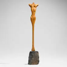 Eldon Danhausen, Figure, laminated and sculpted maple, granite