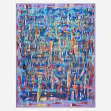 Alfred Boman, Estrogen Burger, 2013, glue emulsion, acrylic, spray paint and enamel varnish on linen