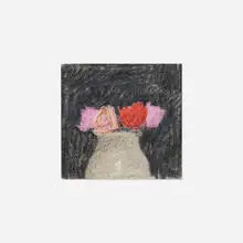 Robert Kulicke, Red and Pink Roses in a White Vase, pastel on paper