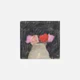 Robert Kulicke, Red and Pink Roses in a White Vase, pastel on paper