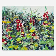 Billy Sullivan, P.F.W.'s Hollyhocks I, 1994, oil on canvas