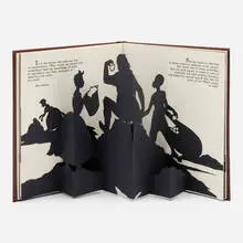 Kara Walker, Freedom: A Fable Bound (Pop-Up Book), 1997, leather-bound volume of offset lithographs and five laser-cut pop-up silhouettes on wove paper