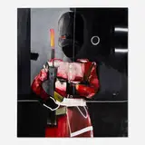 Marcus Jansen, King’s Guard in Black, 2021, oil enamel, spray paint and oilstick on canvas