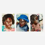 Kareem-Anthony Ferreira, TBC, TBC (triptych), 2020, acrylic and mixed media on paper