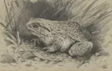 Wilhelm Kuhnert, Untitled, A toad pencil heightened with white 10.5 x 16cm