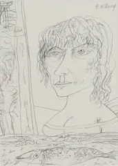 Untitled by John Bellany, pencil 39.5 x 27.5cm Exhibited: Fry Art Gallery, sold Apr 2024