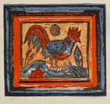 Michael Rothenstein, Untitled, 'Cockerel' woodcut in colours