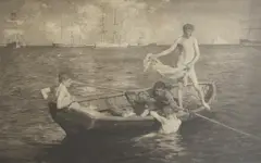 Henry Scott Tuke, Untitled, A photograph of the oil painting 'August Blue'