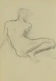 Henry Scott Tuke, Untitled, Male figure study; verso another study pencil 17 x 11.5cm