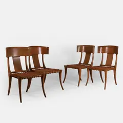 T. H. Robsjohn-Gibbings, Set of four 'Klismos' chairs, 1961, Greek walnut