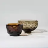 Jean Luce, Suite de deux coupes, A set of two coupes in sand-blasted and acid-etched tinted glass by Jean Luce circa 1928 and 1930 with the artist's seal