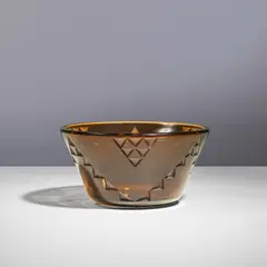 Jean Luce, Coupe circulaire, A circular coupe in sand-blasted and acid-etched tinted glass by Jean Luce circa 1932 with the artist's seal