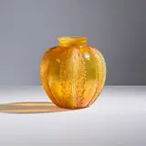 René Lalique, Vase Chardons, A signed 'Chardons' vase in mold-blown tinted glass designed by René Lalique in 1922, discontinued after 1947