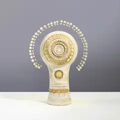 Georges Pelletier, Lampe de table Soleil, A 'Soleil' table lamp in glazed chamotte clay and nickel by Georges Pelletier circa 1964-1965