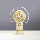 Georges Pelletier, Lampe de table Soleil, A 'Soleil' table lamp in glazed chamotte clay and nickel by Georges Pelletier circa 1964-1965