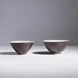 Lucie Rie, Deux bols, Two bowls in glazed stoneware by Lucie Rie circa 1958 with the artist's seal