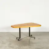 Charlotte Perriand, Table forme libre, A free-form table in fir and lacquered metal designed by Charlotte Perriand in 1987 for Aiguille Grive, Arc 1800