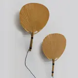 Ingo Maurer, Paire d'appliques murales Uchiwa III, A pair of 'Uchiwa III' sconces in bamboo, rice paper and lacquered metal designed by Ingo Maurer in 1973 and edited by Design M