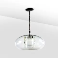 Gino Sarfatti, Suspension 2119, A '2119' ceiling light in Murano glass, Fresnel glass and lacquered metal designed by Gino Sarfatti in 1961 and edited by Arteluce