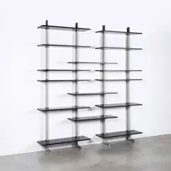 Ignazio Gardella, Bibliothèque modulable Elegie, An 'Elegie' bookcase in lacquered MDF, steel and chrome-plated metal designed by Ignazio Gardella in 1949 and edited by MisuraEmme