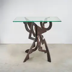 Pucci De Rossi, Table Tristan et Isolde, A 'Tristan et Isolde' table in steel and glass designed by Pucci de Rossi in 1981 and edited by Néotù