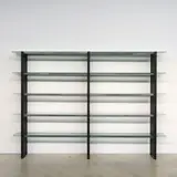Yonel Lebovici, Bibliothèque Clarté, A unique 'Clarté' bookcase in lacquered steel and wired glass by Yonel Lebovici in 1979