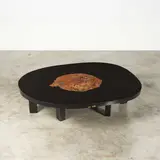 Ado Chale, Table basse, A signed coffee table in Arizona petrified wood, resin and lacquered wood by Ado Chale circa 1990