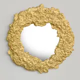 Hélène de Saint Lager, Miroir Déchiqueté, Fonte d'aluminium doré à la feuille d'or, verre miroité et bois peint