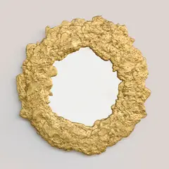 Hélène de Saint Lager, Miroir Déchiqueté, Fonte d'aluminium dorée à la feuille d'or, verre miroité et bois peint