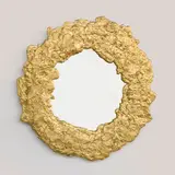 Hélène de Saint Lager, Miroir Déchiqueté, Fonte d'aluminium dorée à la feuille d'or, verre miroité et bois peint