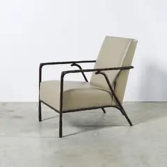 Grand fauteuil Saint Germain by Christian Liaigre, A monogrammed 'Saint-Germain' large armchair in patinated wrought-iron and leather designed by Christian Liaigre in 2008, sold Apr 2026